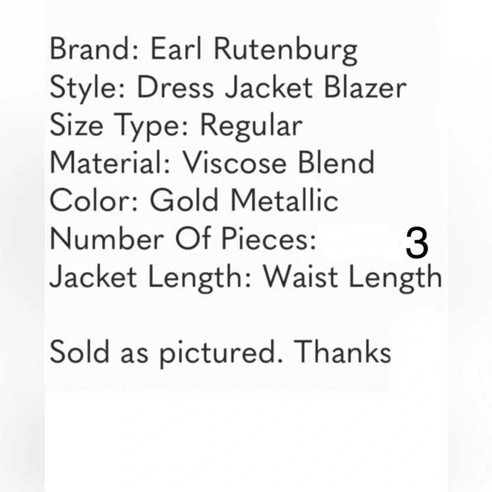 Elegant Gold shimmer metallic jacket with pockets, luxury item 3 sizes available - Picture 13 of 13